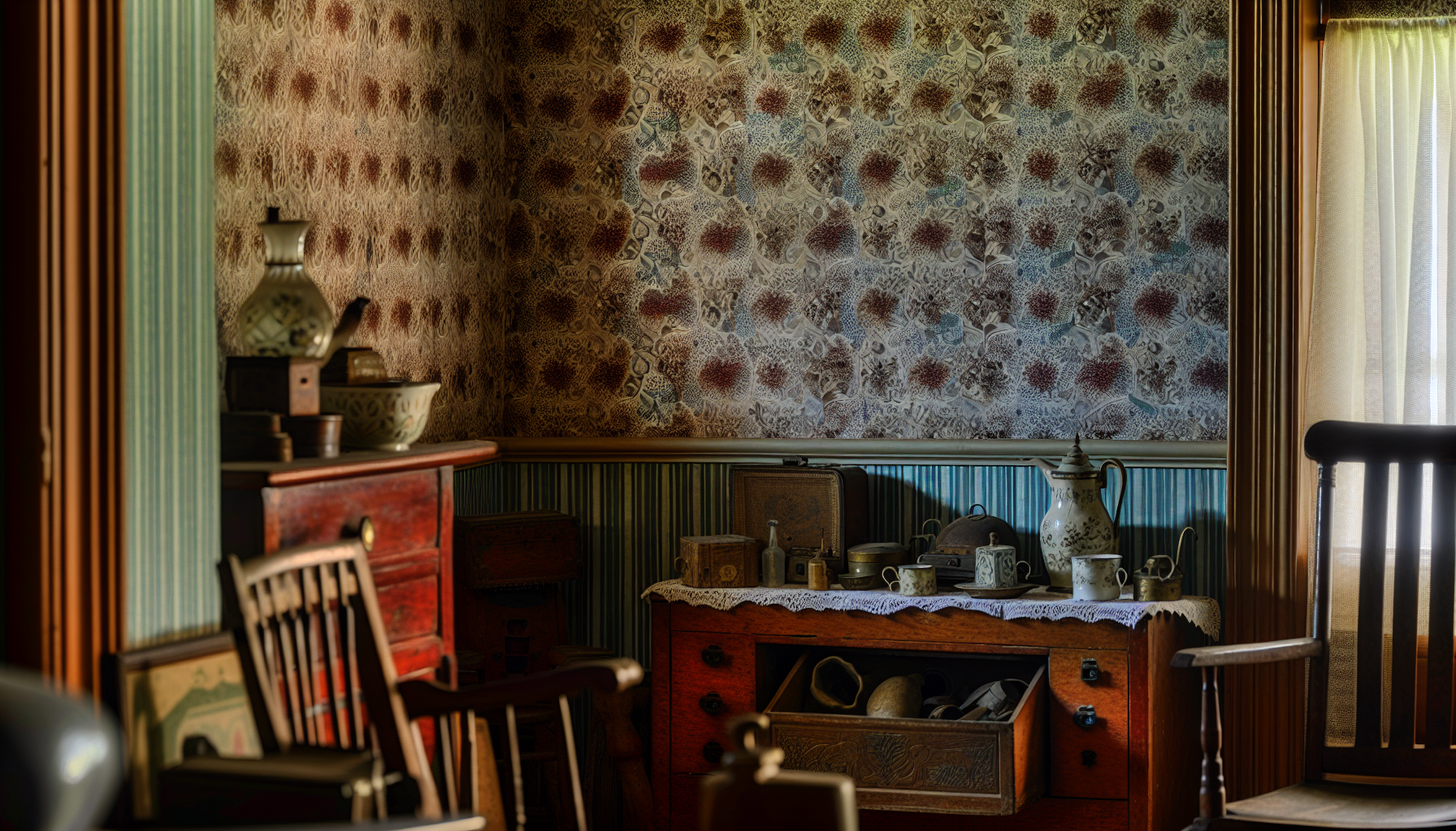 Weiss Cottage with preserved wallpaper patterns