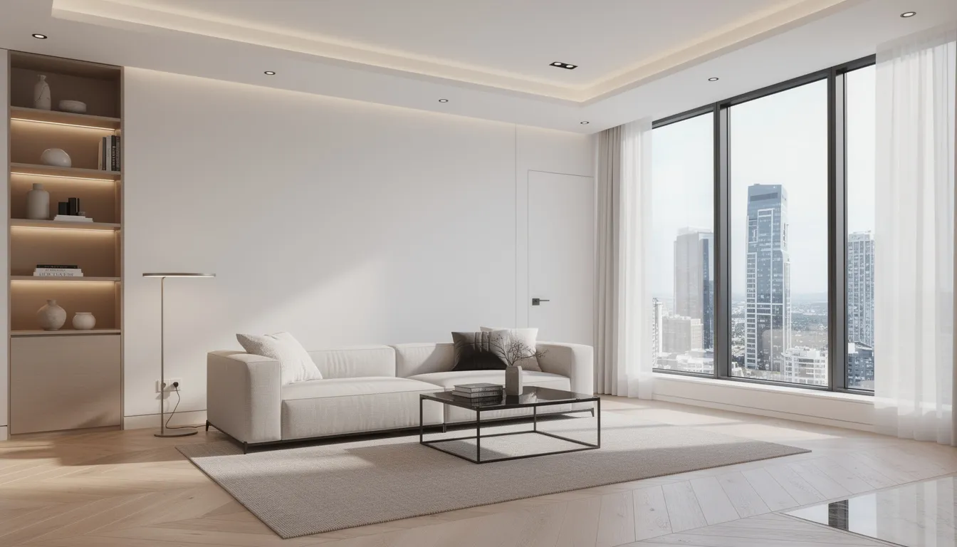 Wnętrze nowoczesnego apartamentu z dużymi oknami, które wpuszczają naturalne światło, prezentuje elegancki wystrój i wysoki standard wykończenia. To idealne miejsce dla osób poszukujących wymarzonej nieruchomości w prestiżowej dzielnicy Warszawy, jaką jest Żoliborz.