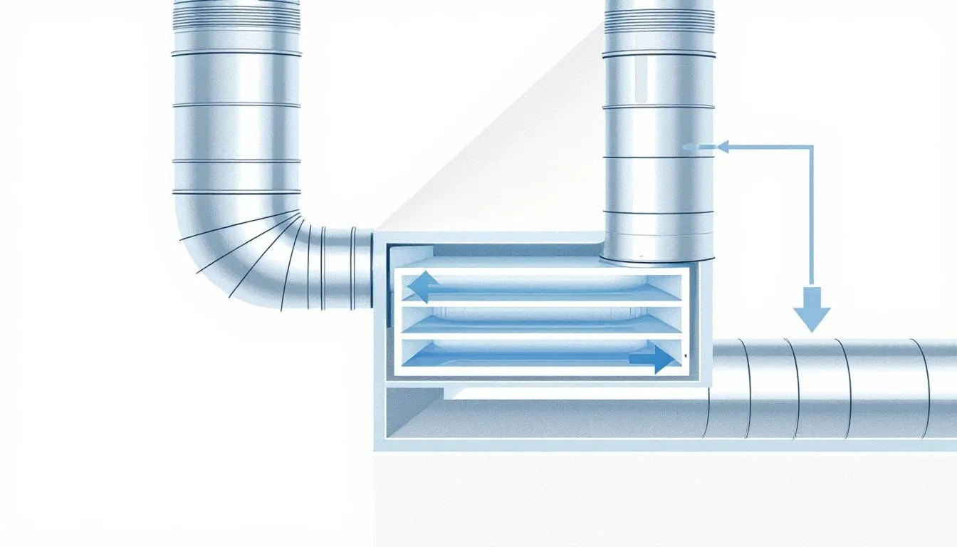 An illustration of clean ductwork promoting healthy indoor air quality.