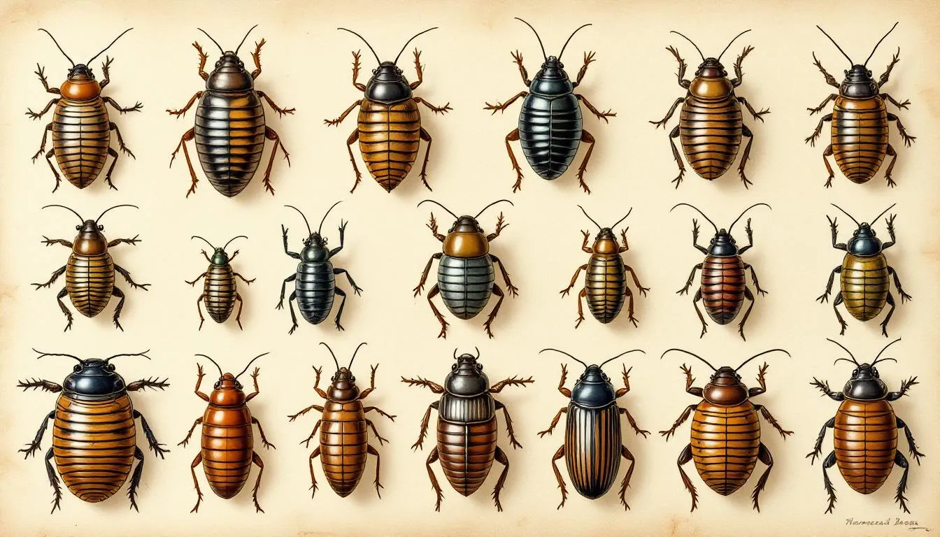 An illustration showing diverse woodlice species representing woodlouse classification.