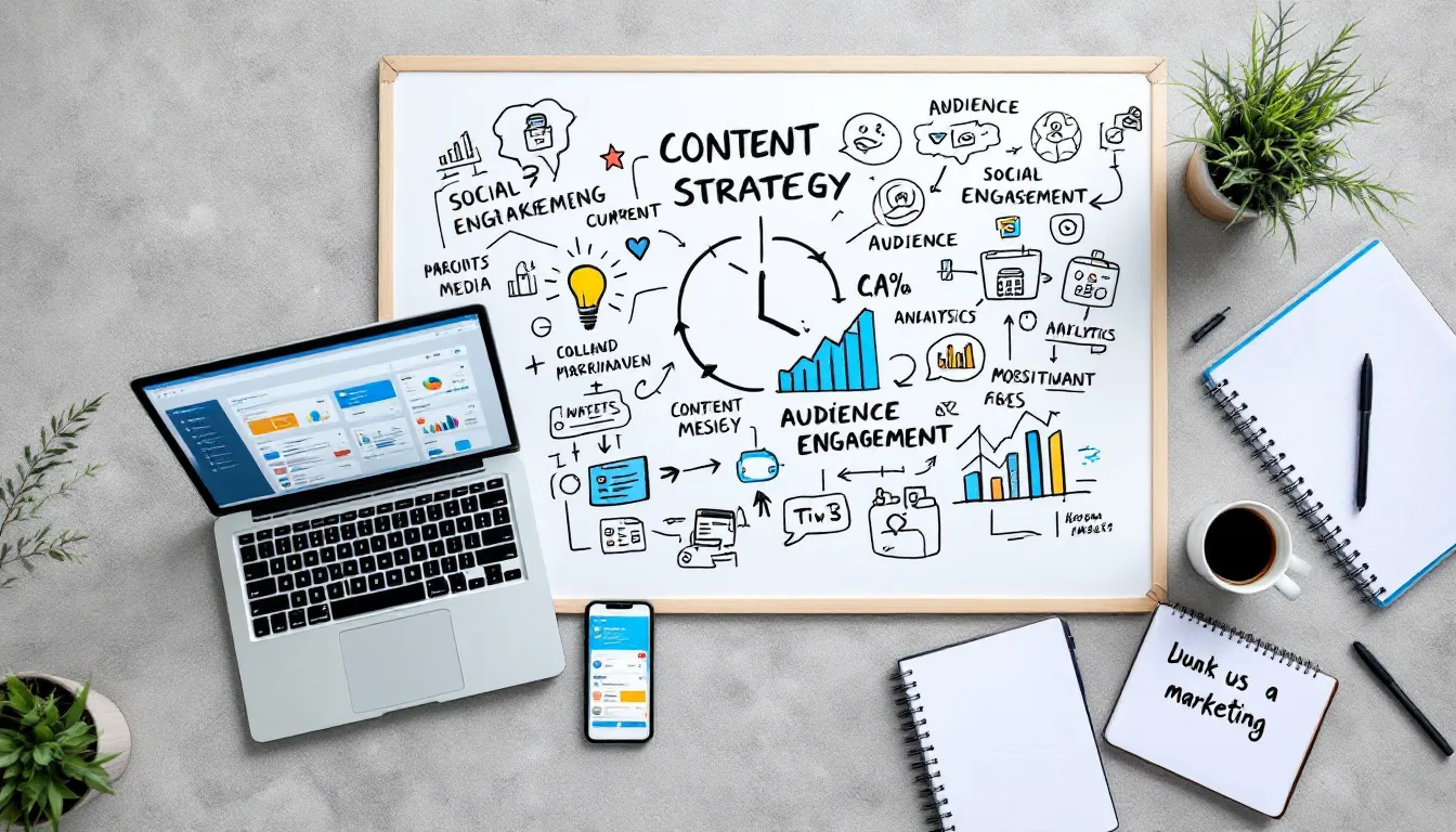 The image illustrates the core components of effective social media marketing solutions, showcasing various elements such as social media campaigns, community management, and data-driven strategies that help businesses engage their target audience across multiple social channels. It highlights the importance of a dedicated team and creative strategy in delivering measurable results for brands.