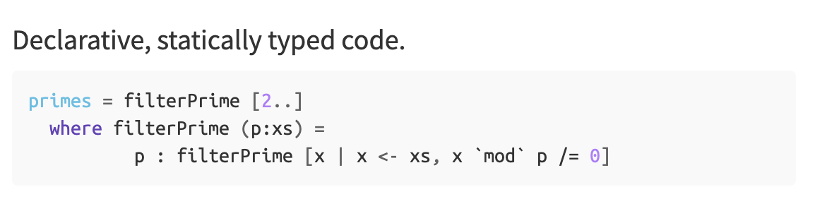 Statically typed code