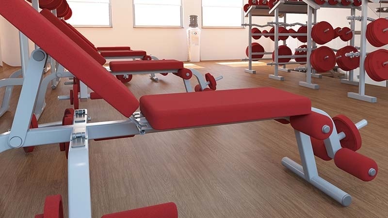 Vinyl gym flooring with wood print