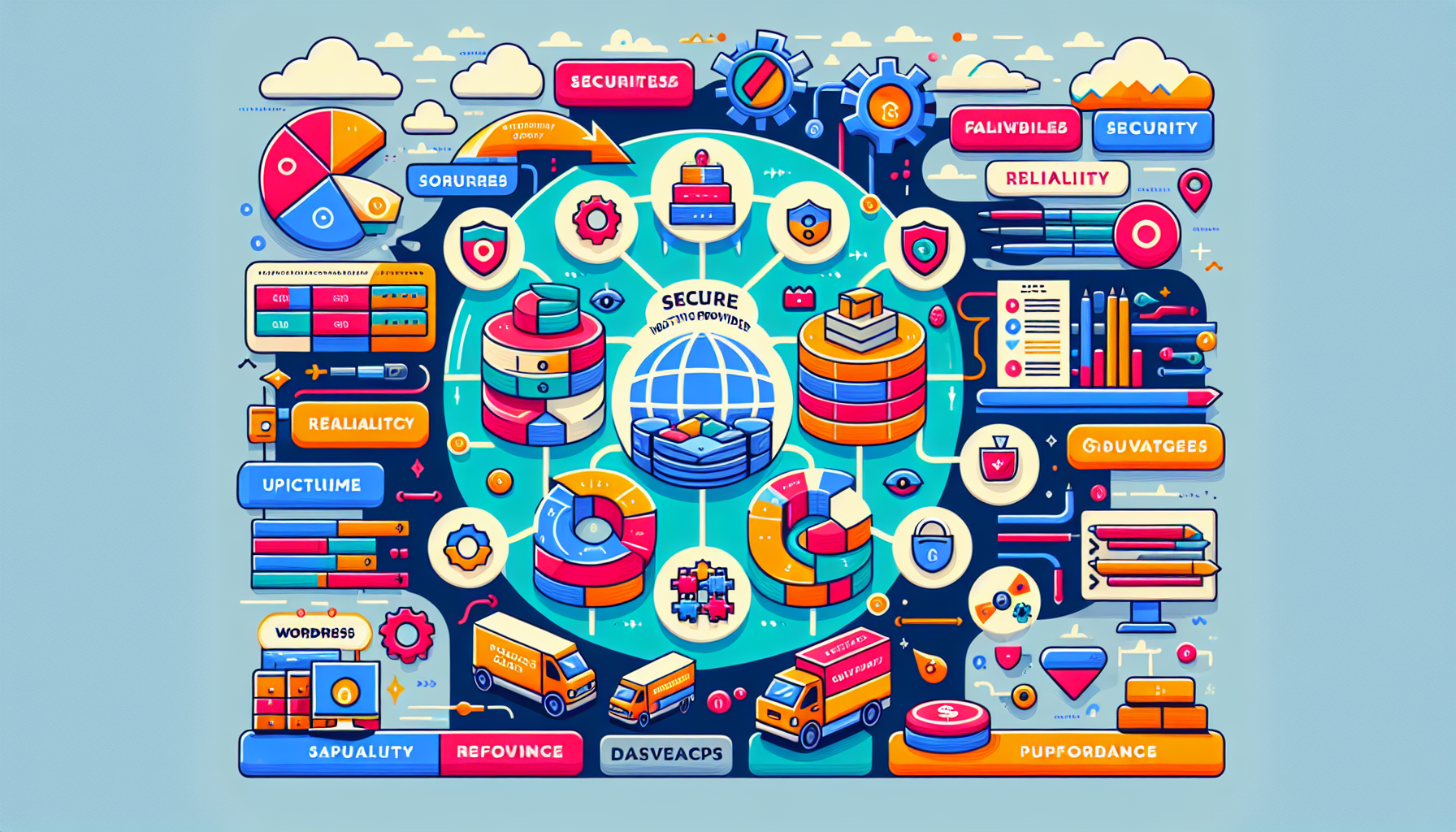 Diagram showing the importance of choosing a secure hosting provider for WordPress sites.