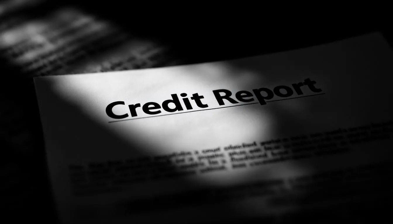 Understanding credit reports with a blurred image of a credit report document.