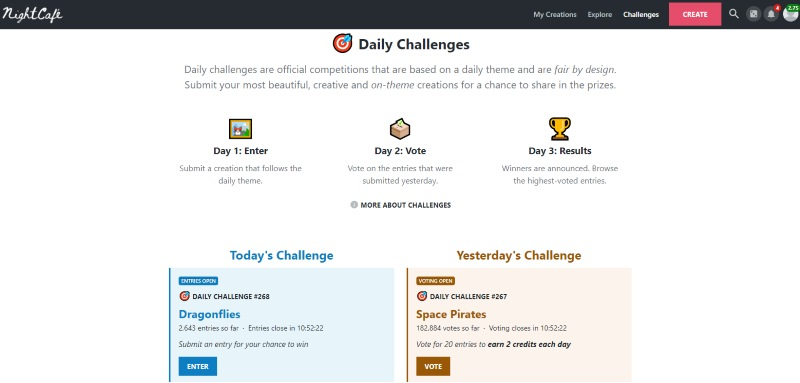 night cafe daily ai art challenges