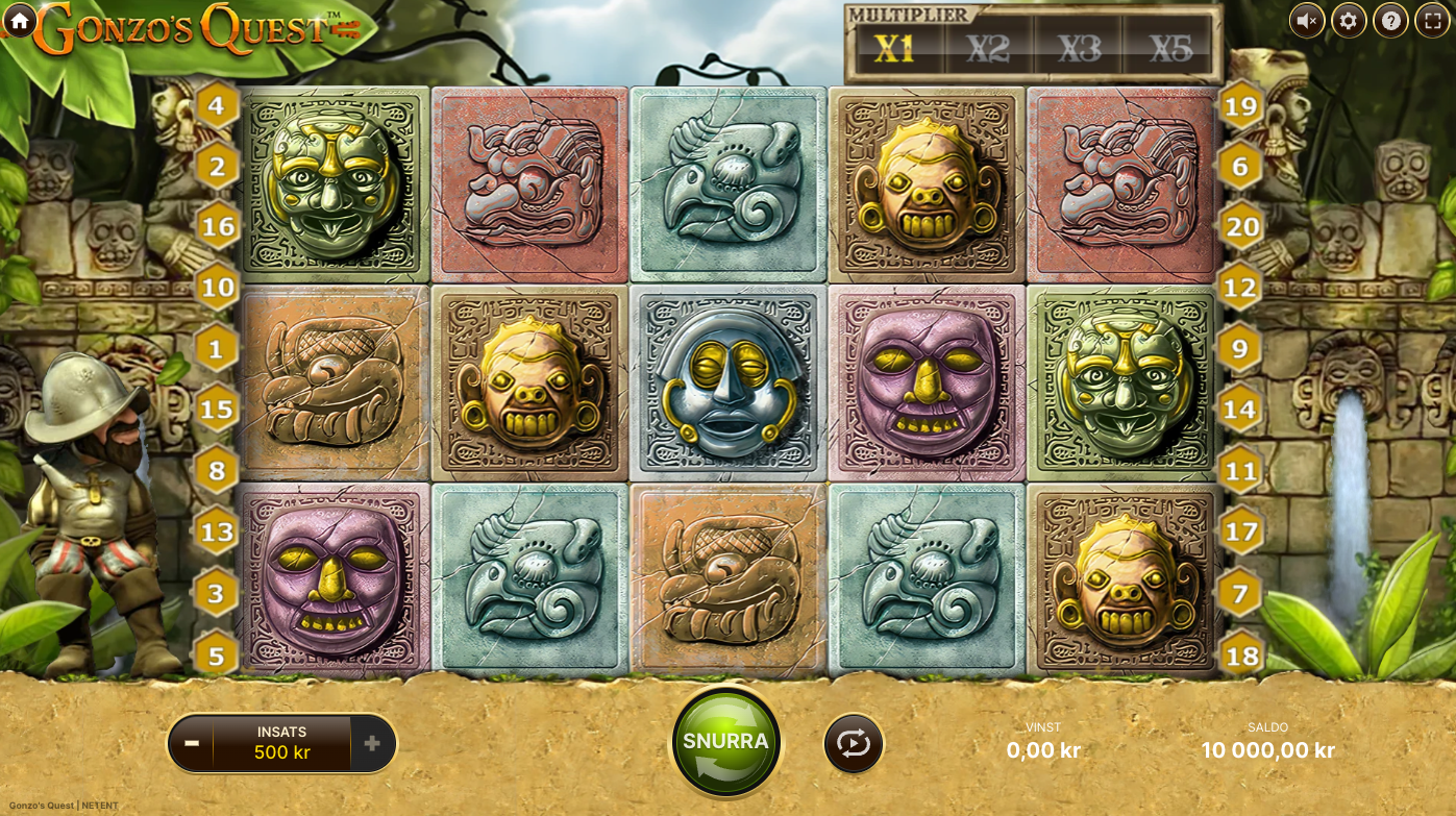 Freespins på Gonzo’s Quest slot – populära slots med freespins och gratissnurr på online casino från NetEnt