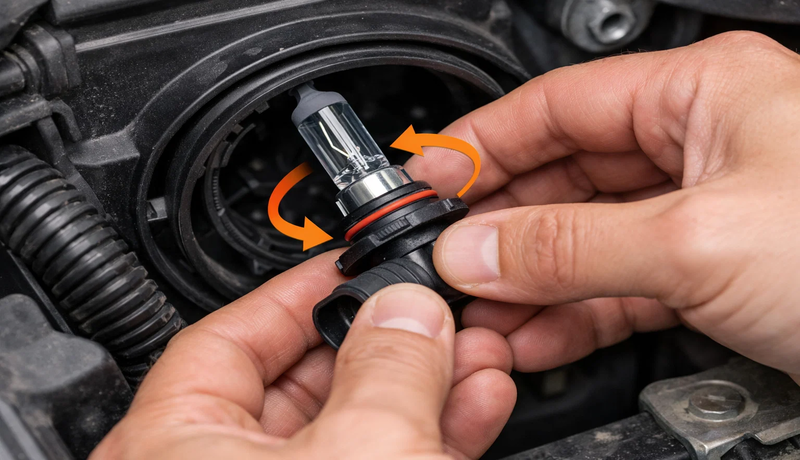 installing 9005 LED headlight bulb