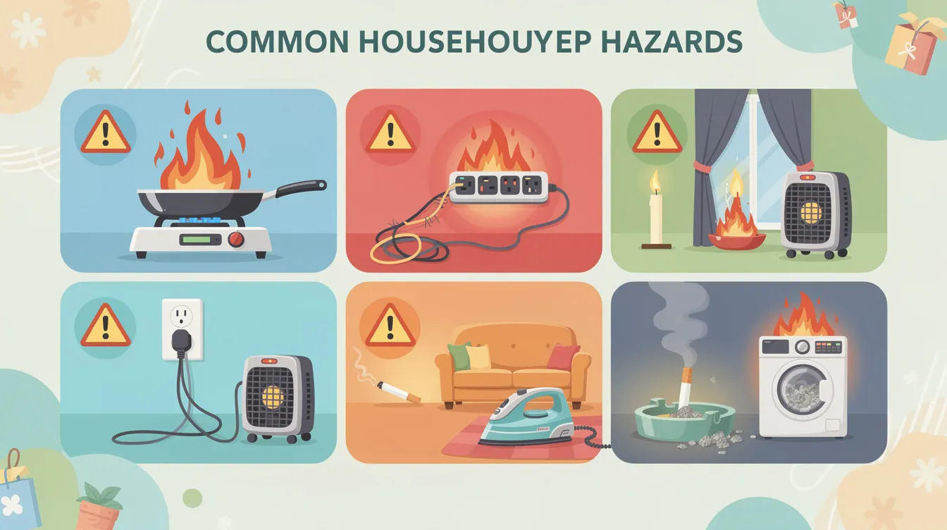 Common household hazards that can lead to home fires.