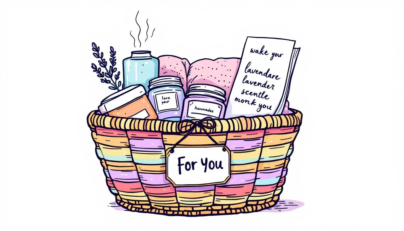 Personal touches added to a self care gift basket, enhancing its charm.