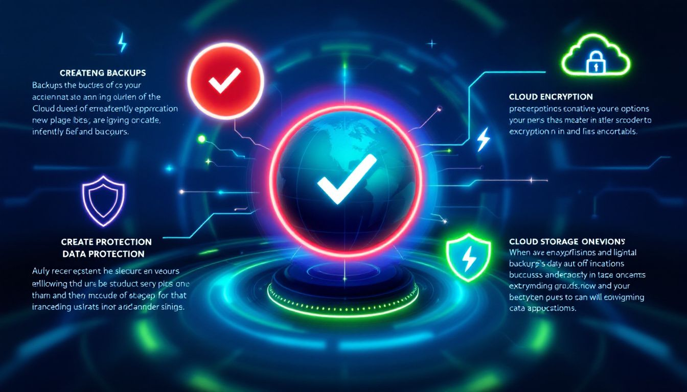 A graphic showing strategies to protect against data loss, including backup options and cloud storage.