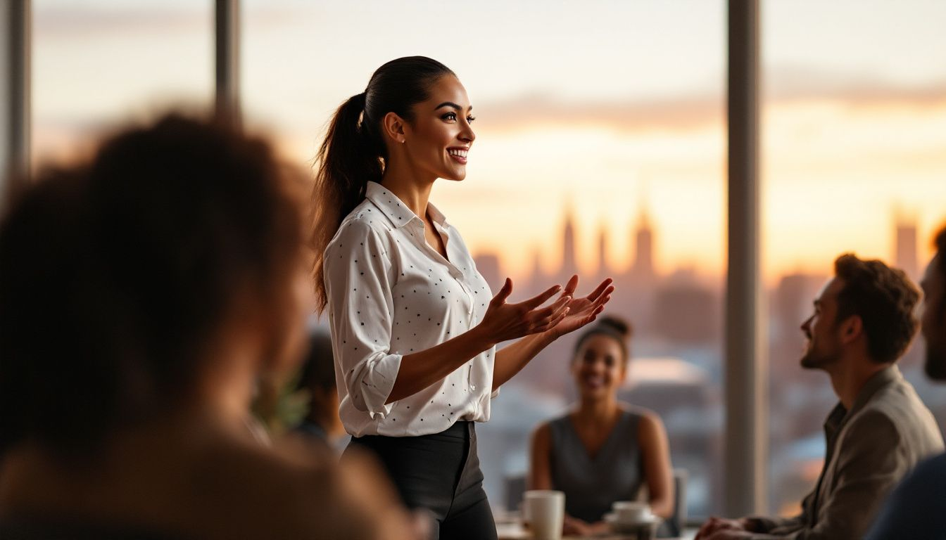 A leader conducting a training session for professional development.