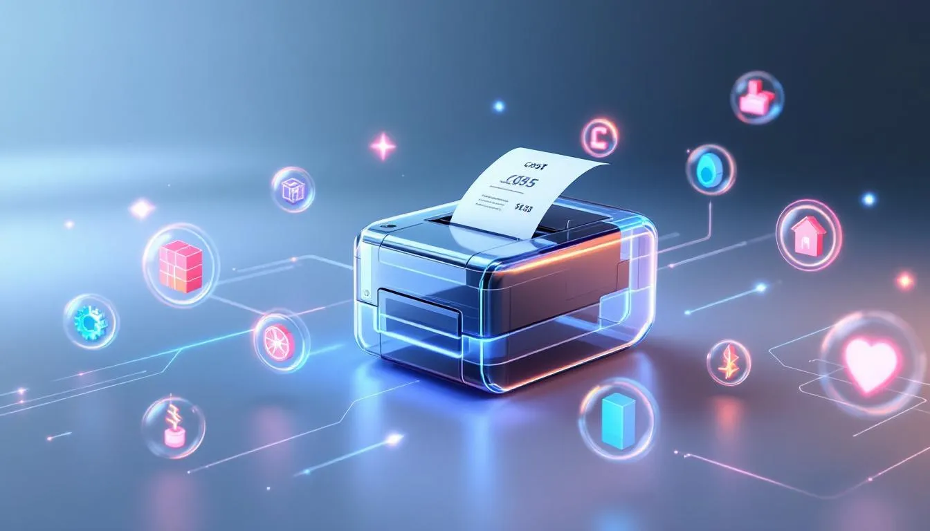 A visual representation of the total cost of ownership for thermal printers.