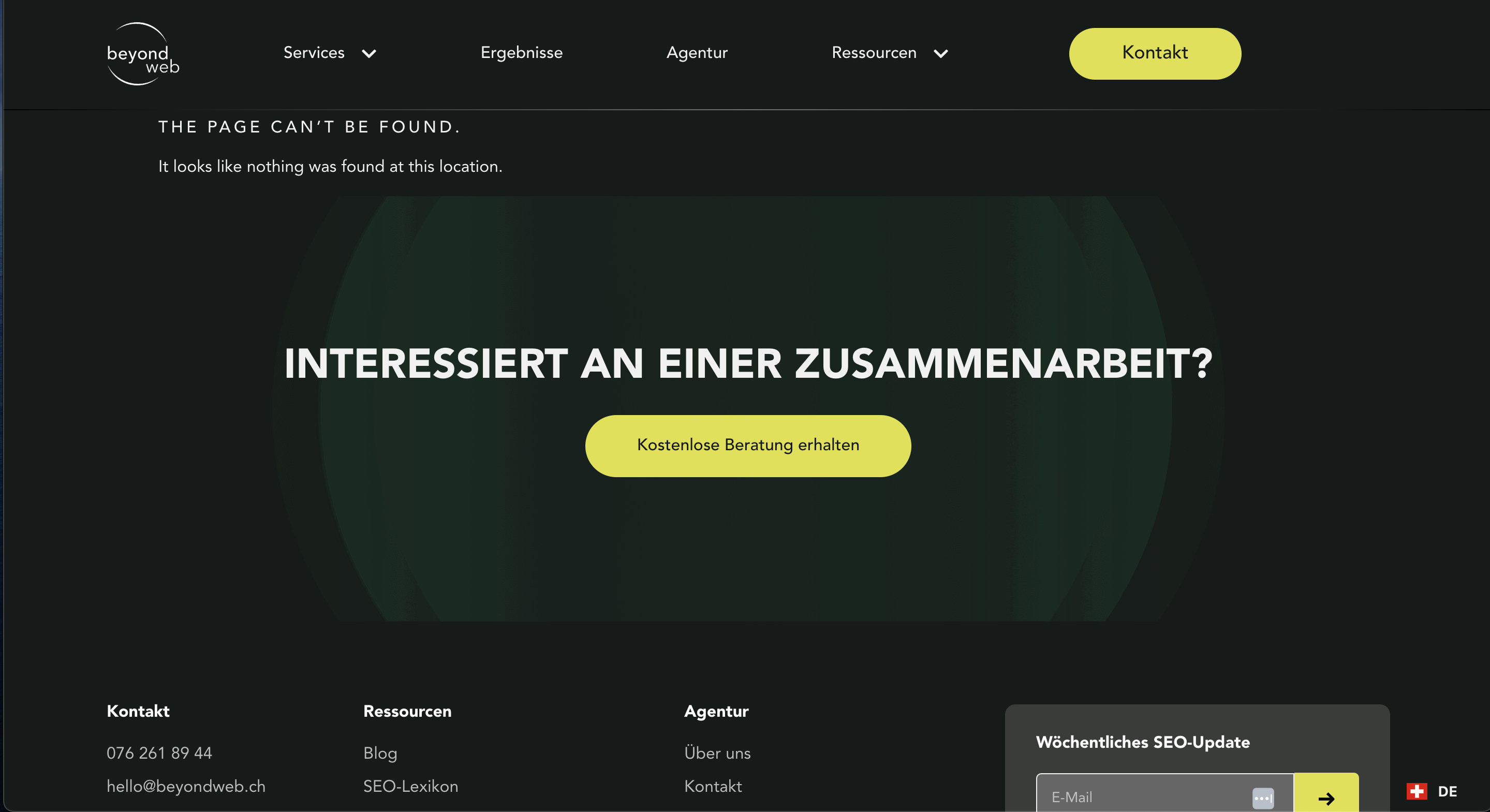 Screenshot Beispiel 404 Fehler