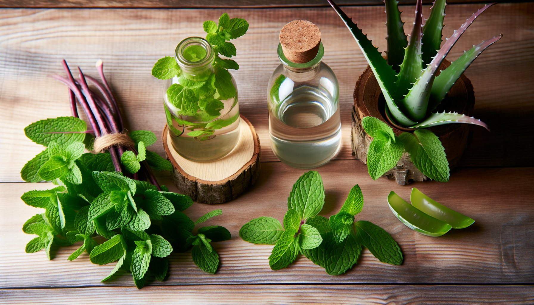 Various herbs and ingredients for homemade mouthwash