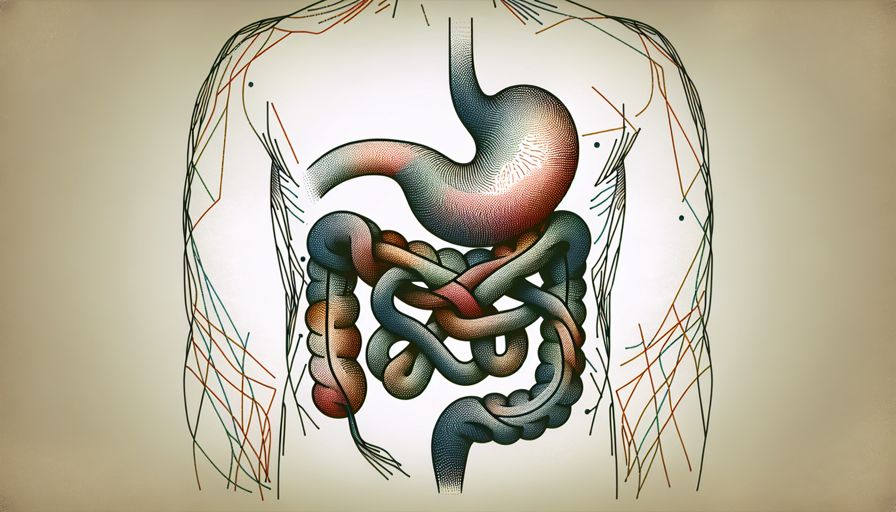 Illustration of digestive discomfort on the carnivore diet