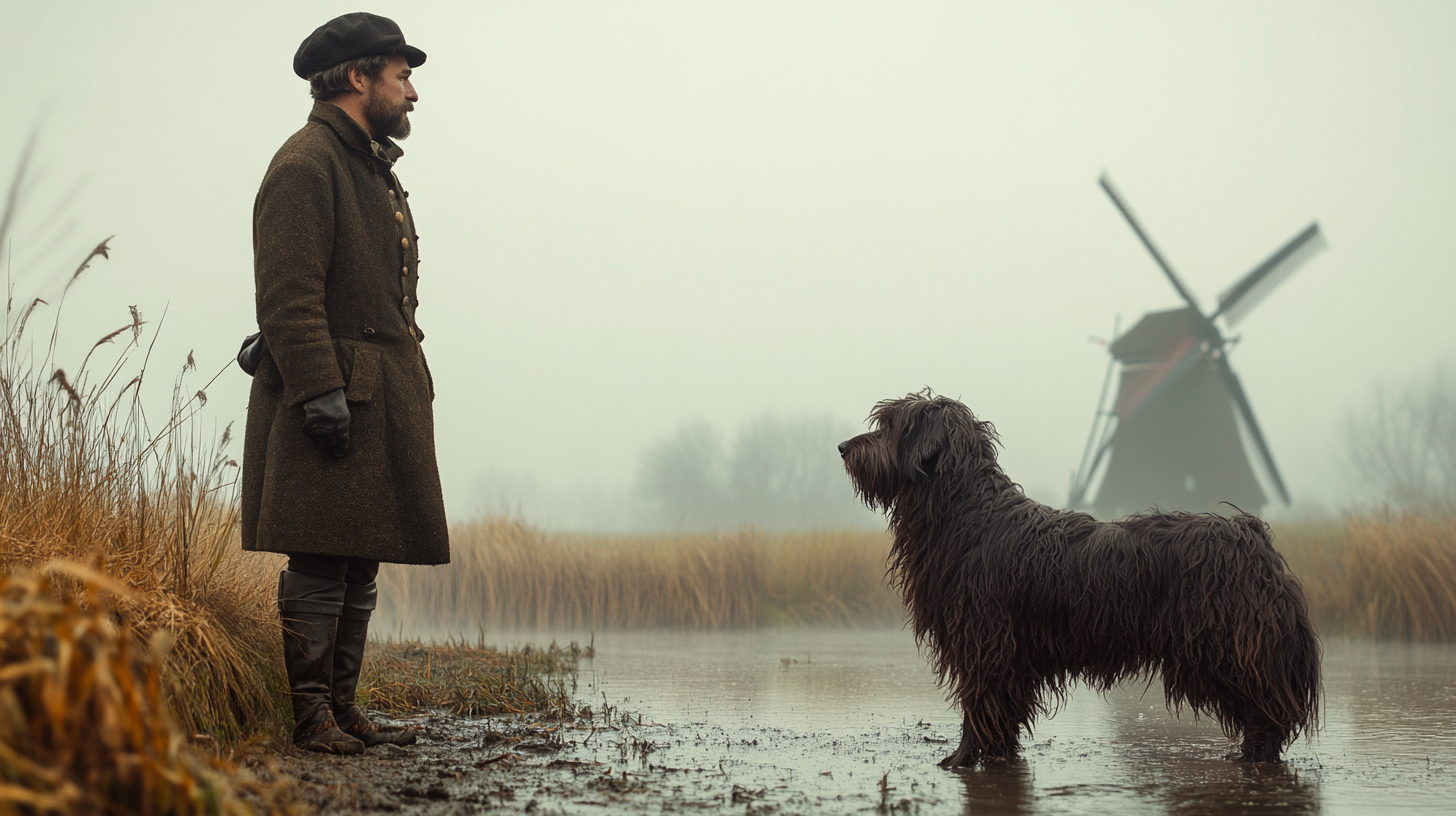 An historical image of the Schapendoes on a farm in the Drenthe region.
