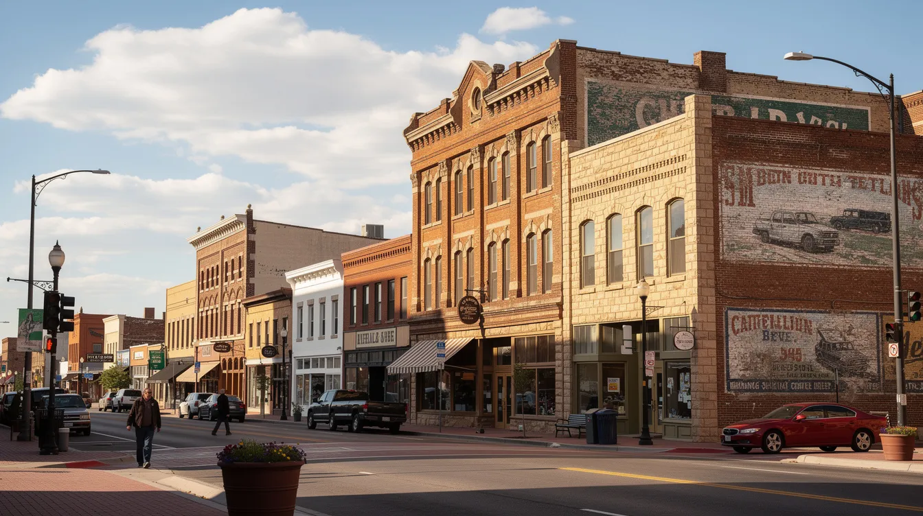 The image depicts the downtown area of Pueblo, Colorado, showcasing historic buildings with charming architecture. This vibrant scene captures the essence of the city, where locals and visitors explore the rich history and culture, often reflecting on the importance of legal assistance from experienced car accident attorneys in personal injury cases.