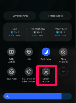 Screenshot of screen recorder feature usually provided in-built on phones