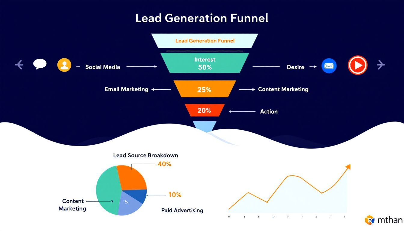 Lead generation metrics illustrated with graphs.