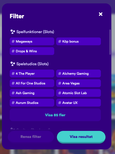 casuno casino sortering av slots och live casino