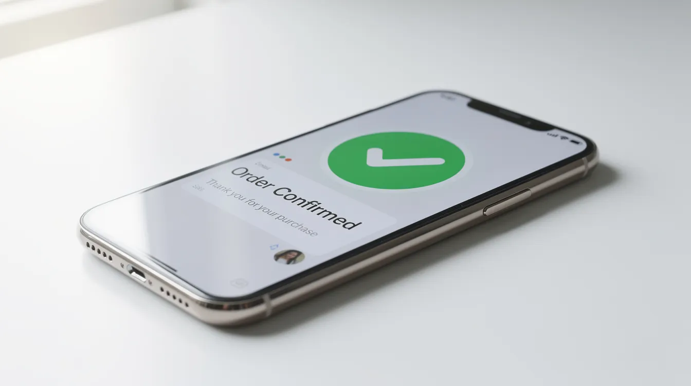 Ein Smartphone zeigt eine Benachrichtigung über eine Bestätigungs-E-Mail mit einem Häkchen-Symbol an, die wichtige Informationen für den Zugang zum badenova Kundenportal enthält. Diese Benachrichtigung könnte beispielsweise zur Registrierung oder zum Login für den Überblick über Vertragsdaten und Rechnungen dienen.