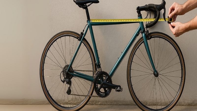 Taking measurements of the bicycle for wrapping