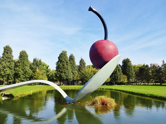 cherry on a spoon, cherry, sculpture