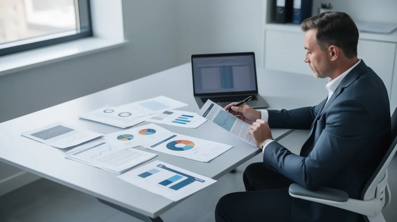 6c8b1ad8 e389 47b7 aba3 24e98646227b A professional consultant is seated at a desk, meticulously reviewing project documents and financial reports related to the cheese manufacturing industry, with a focus on mozzarella production and its various processes. The scene highlights the importance of financial analysis in optimizing cheese yield and maintaining quality in the dairy sector.