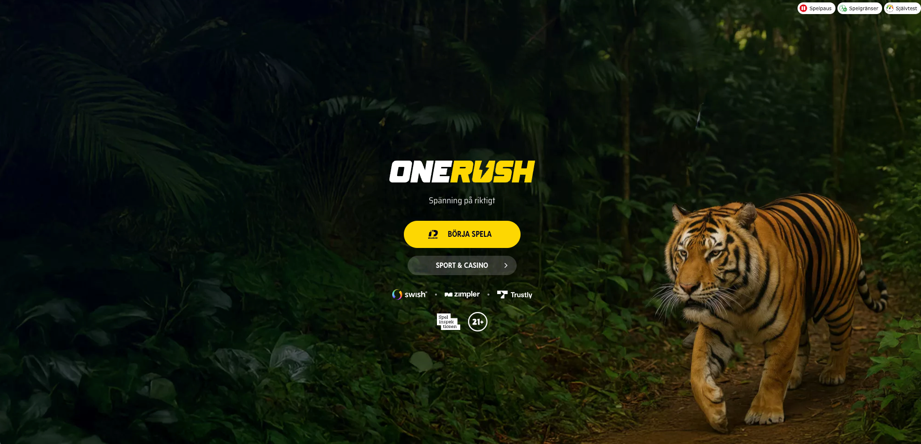 Onerush startsida spela ansvarsfullt