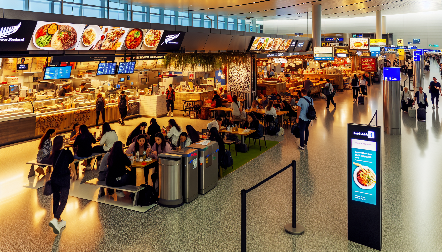 Diverse dining options at JFK Terminal 1 near Air New Zealand