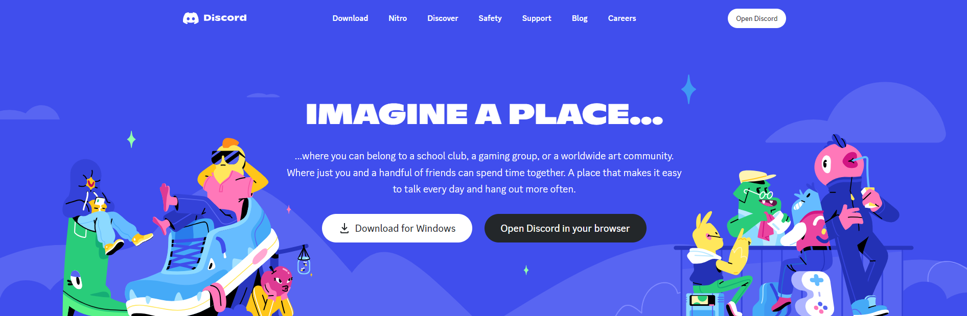 The Discord home page.  - Image Source: https://discord.com/