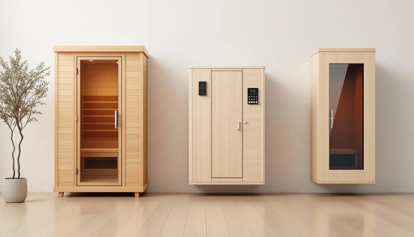 Different types of saunas, including infrared and traditional models, to help choose the right type for limited space.