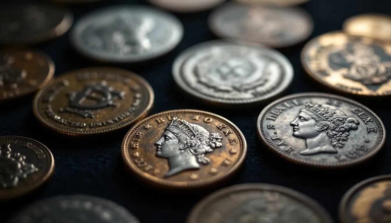 Jak rozpoznać wartościowe monety, zbliżenie na różne monety kolekcjonerskie.