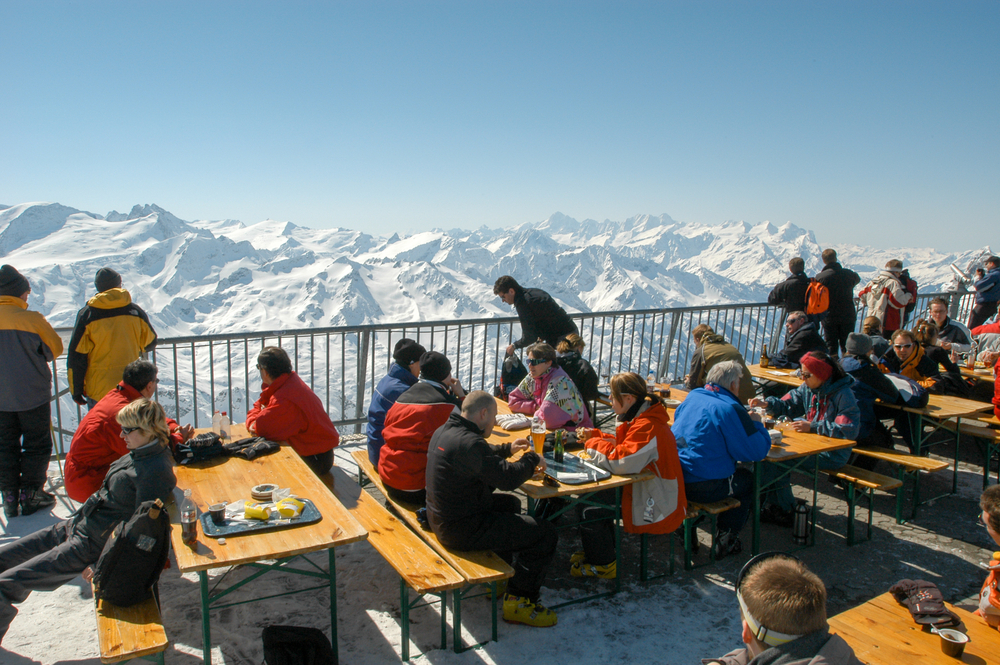 Tourist's dining in the Swiss Alps