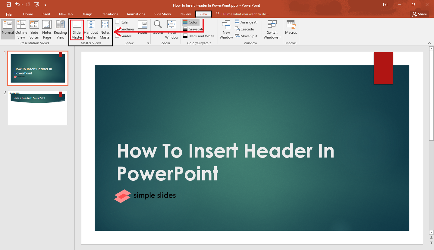 powerpoint update this presentation header in slide master