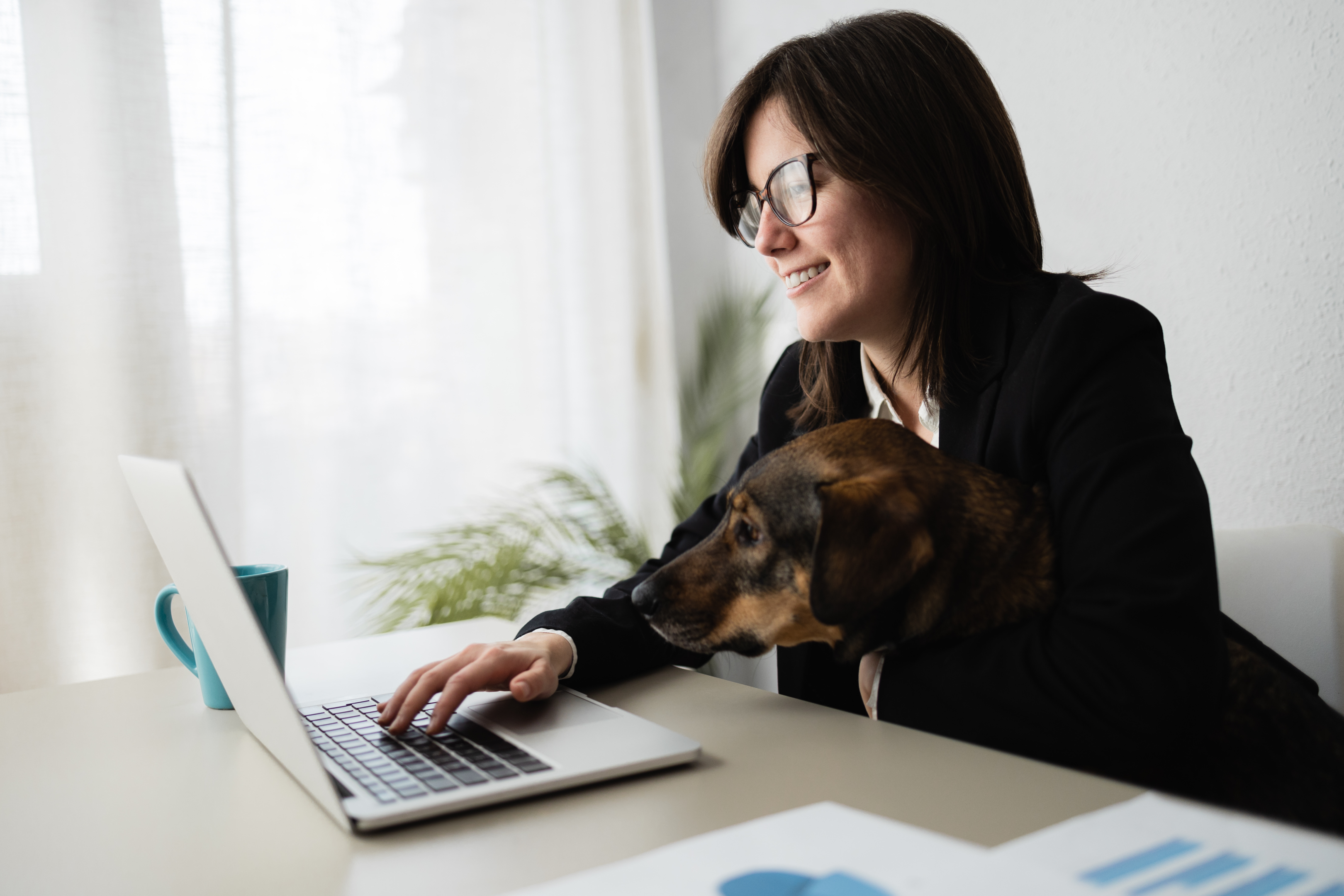 Business woman using laptop