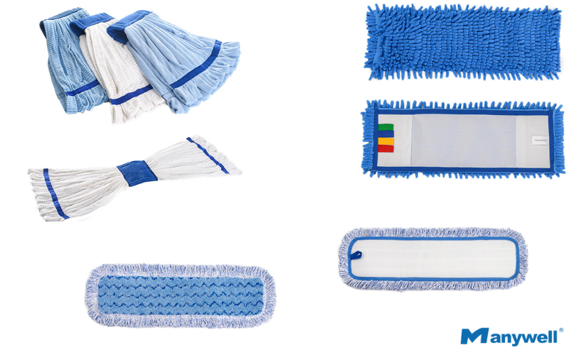 Different types of mops from Manywell for polished concrete floors