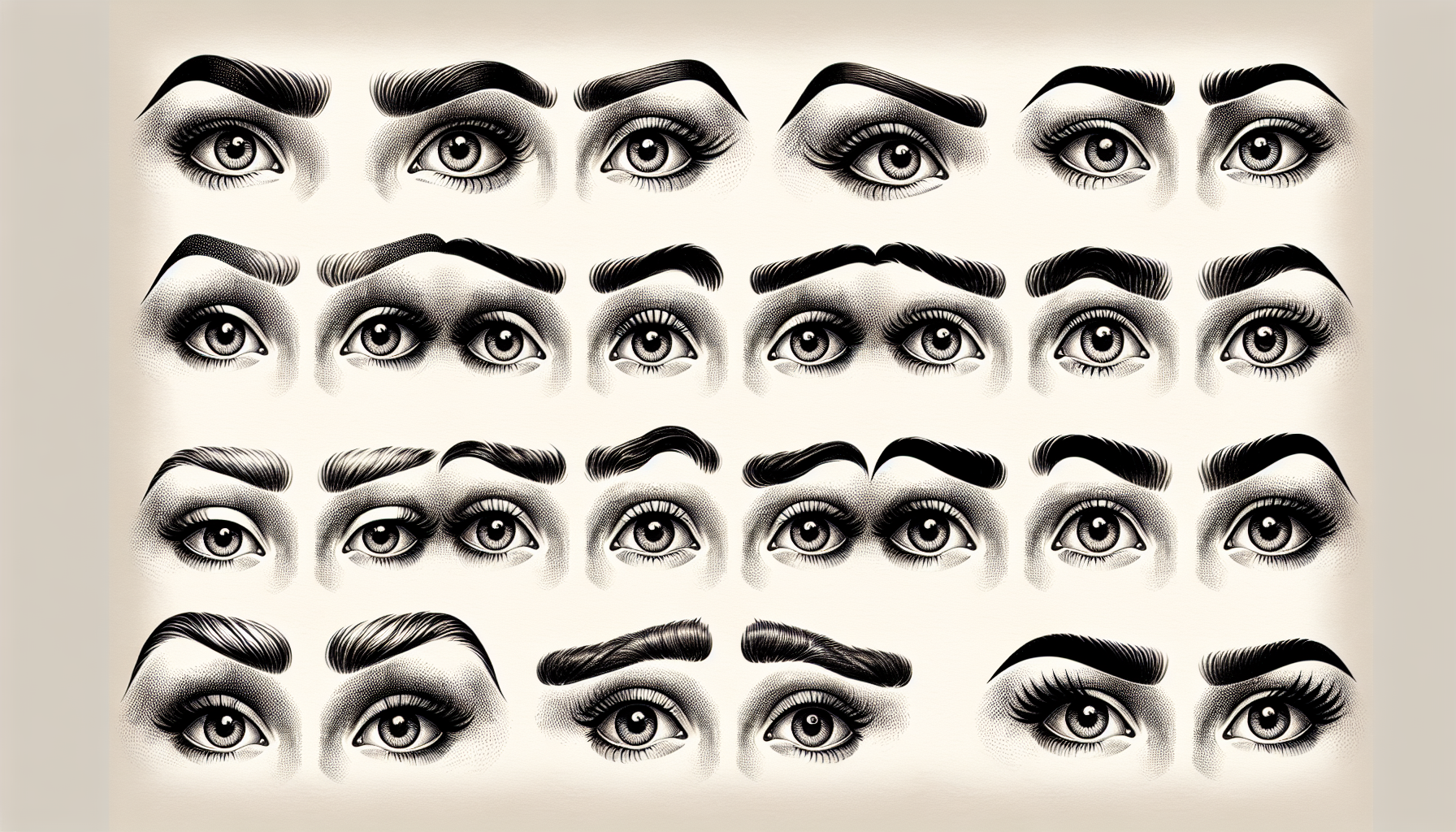 An illustration of different eyebrow shapes highlighting the importance of eyebrow shape for the face