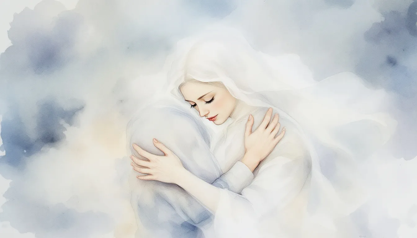 Eine sanfte Umarmung, die die spürbare Präsenz eines Verstorbenen symbolisiert.