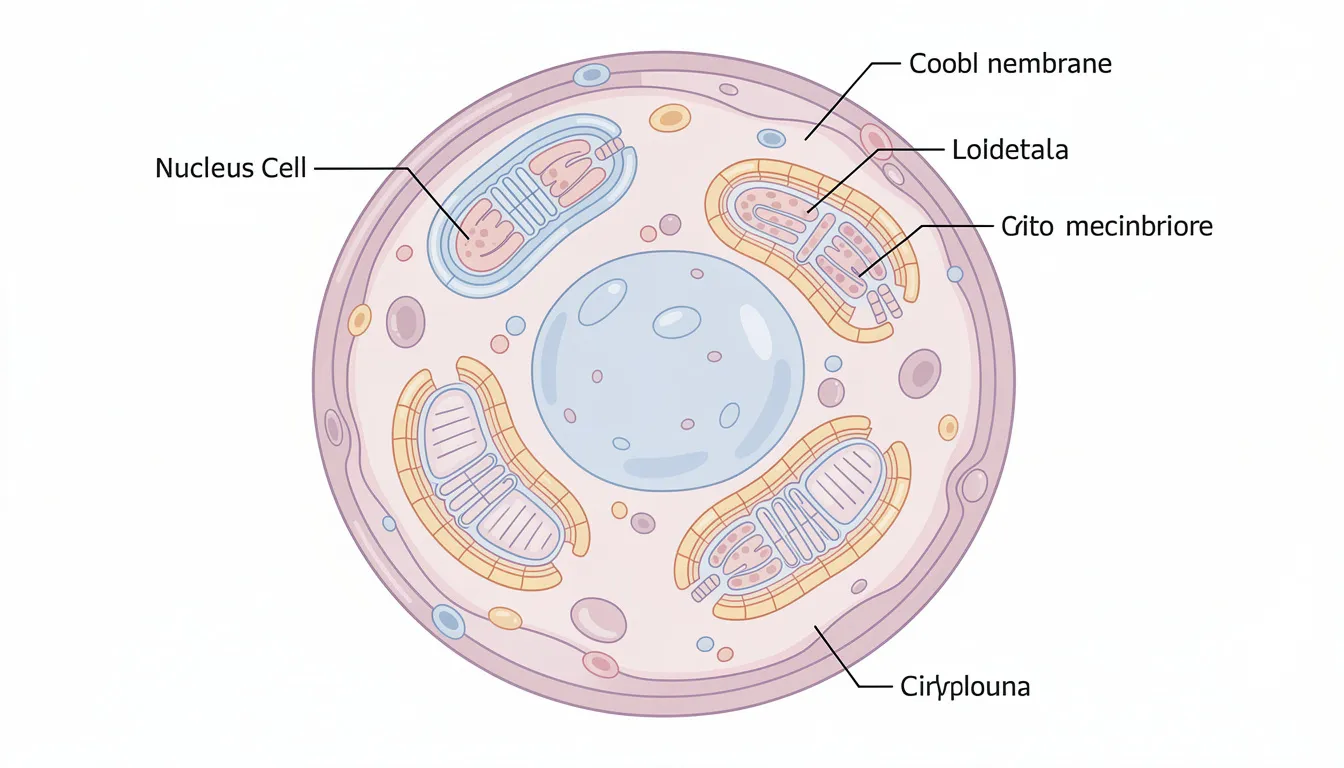 The image depicts a simple illustration of a human cell, prominently featuring mitochondria with their distinct double membrane structure, highlighting their critical role in cellular energy production and overall mitochondrial health. This visual representation emphasizes the importance of mitochondria in maintaining cellular health and energy metabolism.