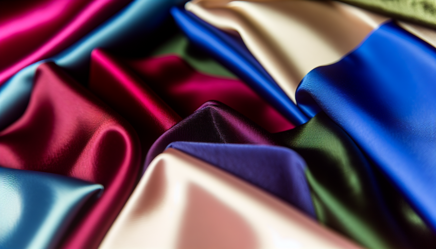 Varieties of satin and velvet fabrics