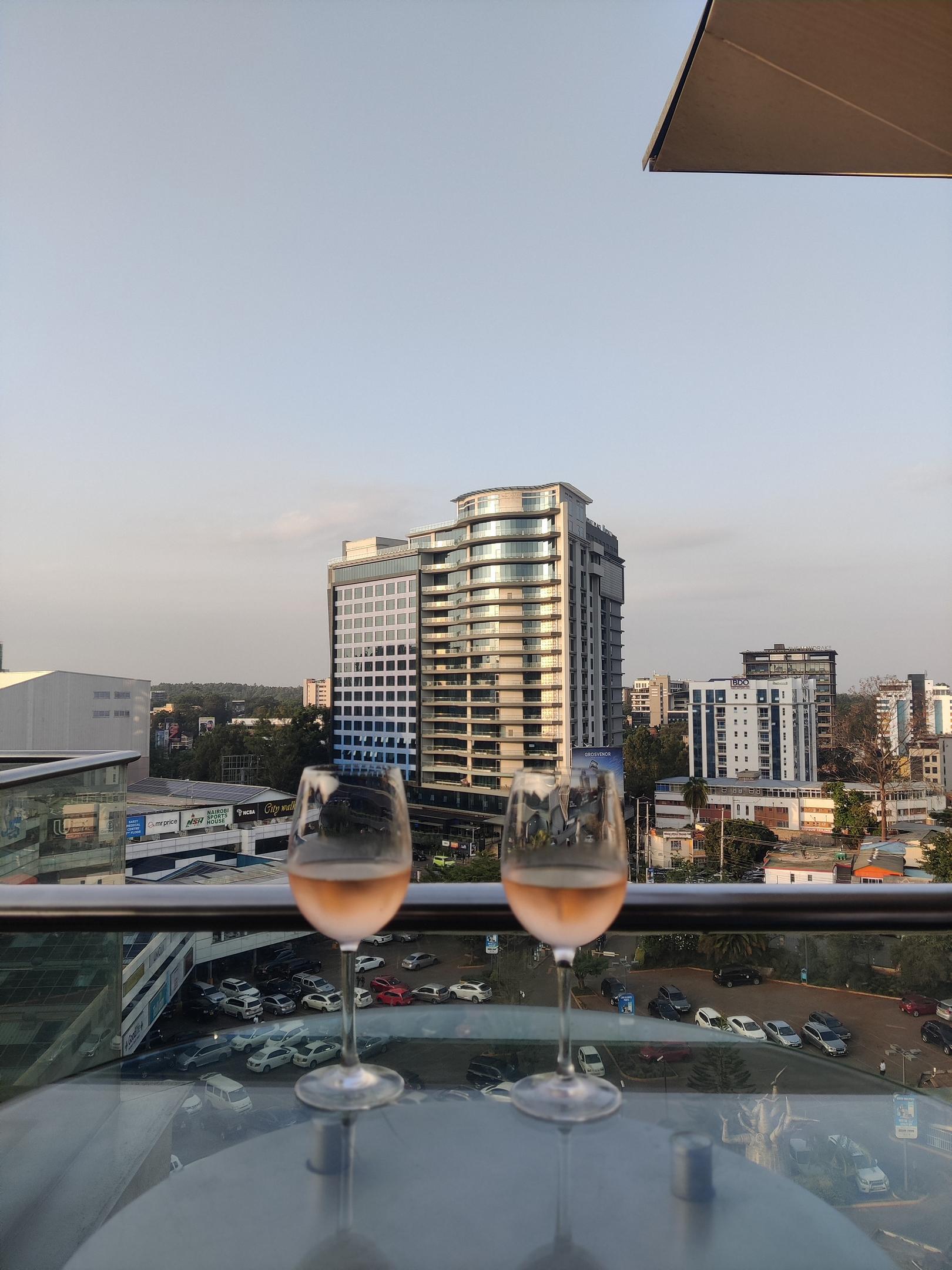 2 glasses of rose wine at Sankara Nairobi, Autograph Collection