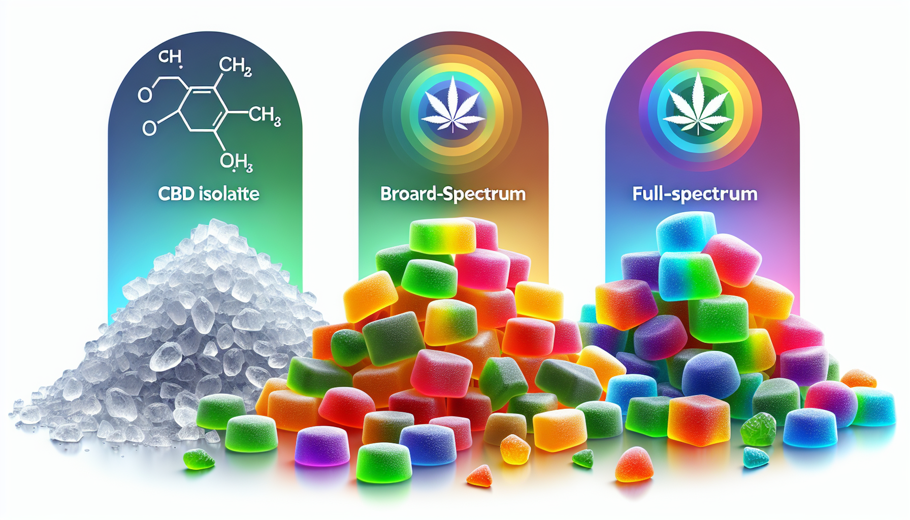 Comparison of CBD isolate, broad-spectrum, and full-spectrum CBD gummies