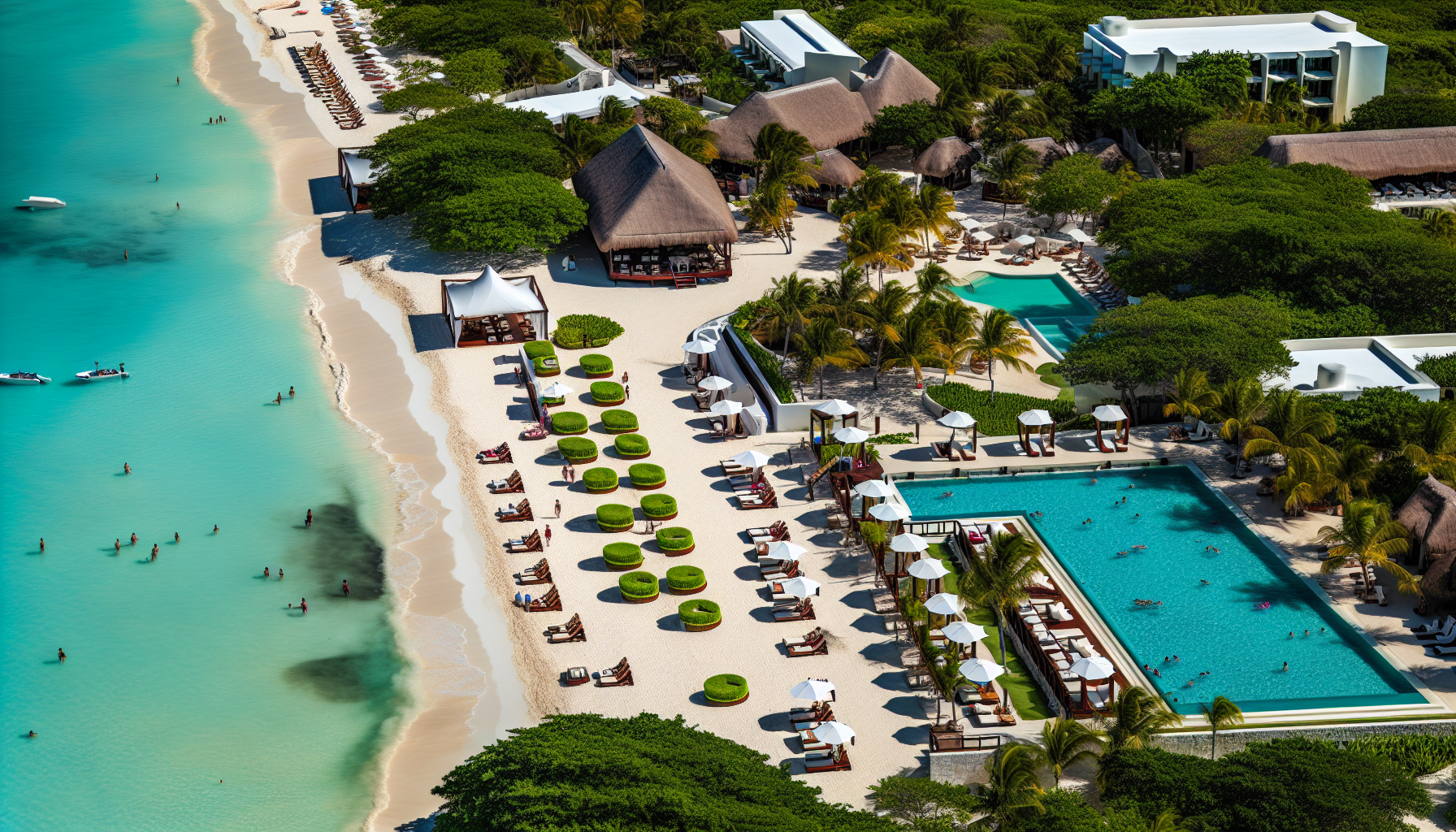 Aerial view of Playa Largo resort with a private beach and outdoor pool