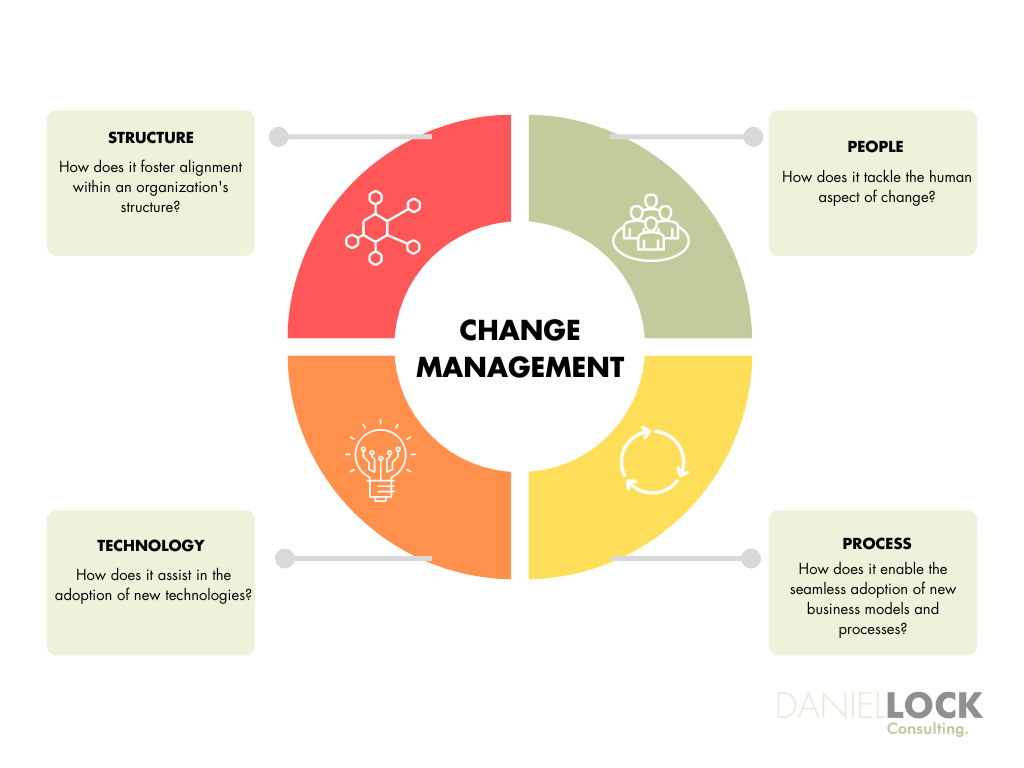 Managing the implications of change: people, process, technology, structure