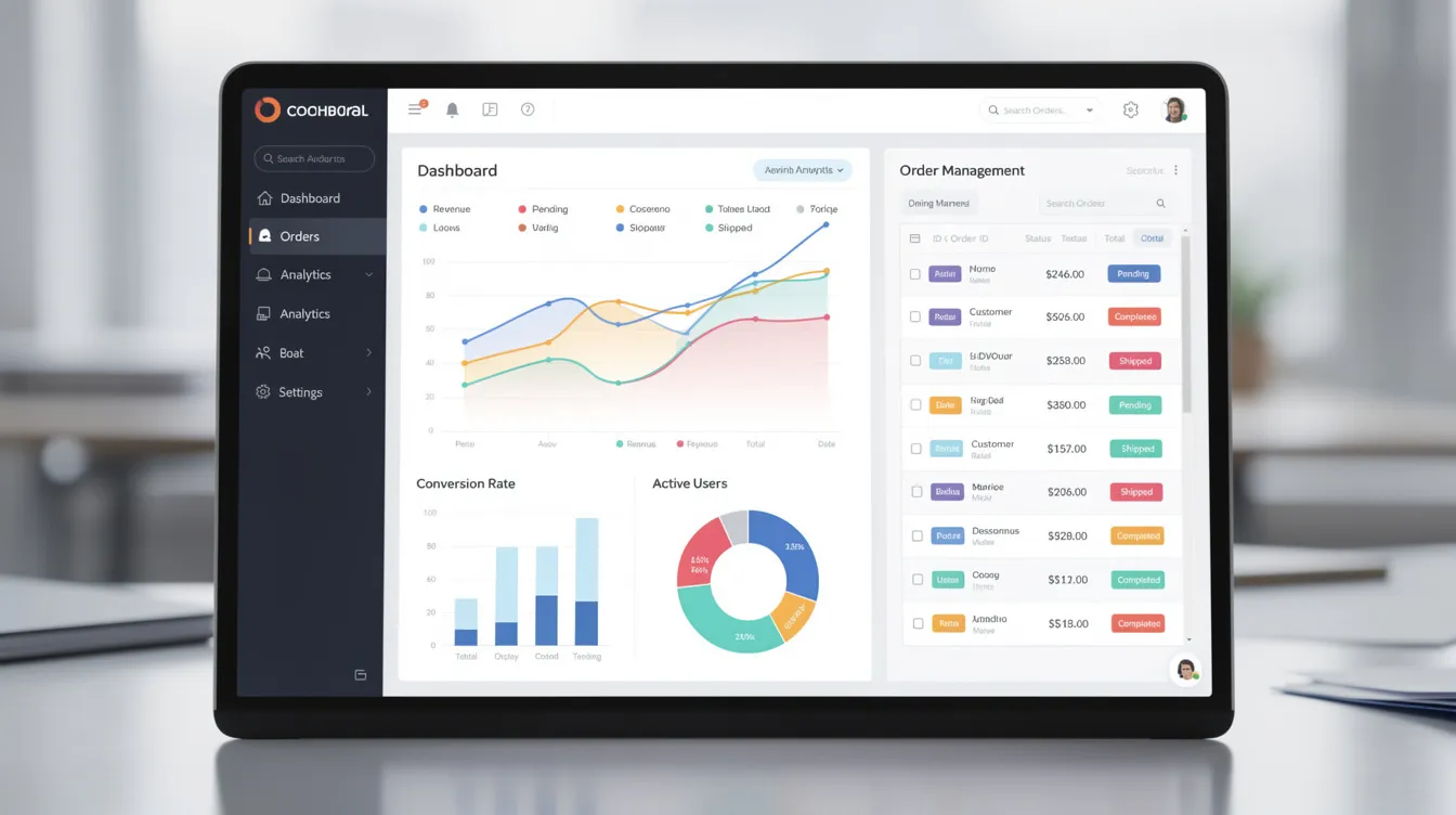 The image shows a computer screen displaying a dashboard for an online store, featuring analytics and an order management interface that is essential for running a successful dropshipping business. It highlights key metrics related to customer orders and inventory management, reflecting the efficiency needed for managing a profitable dropshipping venture.