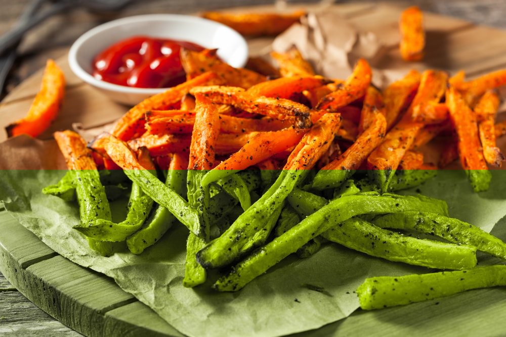 Healthy Homemade Baked Sweet Potato Fries with Ketchup