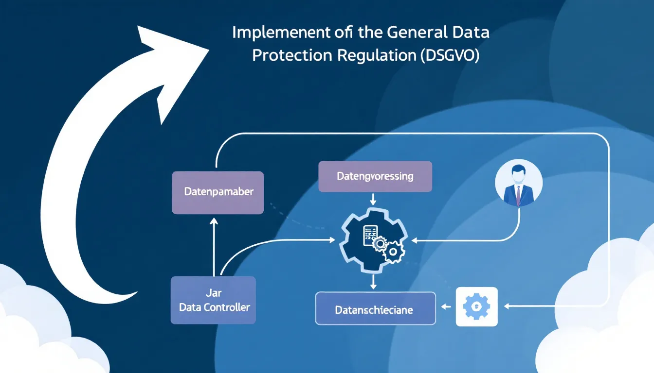 Umsetzung der DSGVO im Unternehmensalltag, visualisiert durch ein Workflow-Diagramm.