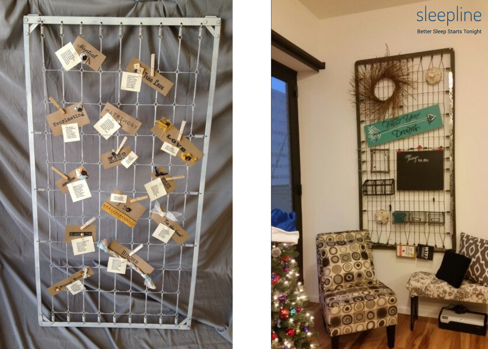 Pin board made out of old mattress springs